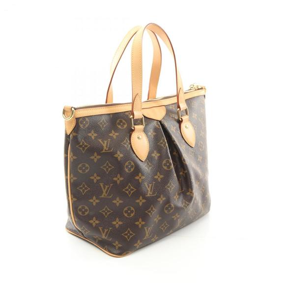 LOUIS VUITTON Palermo PM Handbag Coated Canvas Leather Monogram Women's Brown - Picture 3 of 10